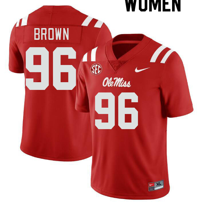 Women #96 Jamarious Brown Ole Miss Rebels College Football Jerseyes Stitched Sale-Red